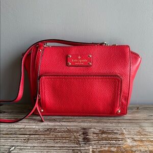 kate spade Red Pebbled Leather Crossbody Bag
